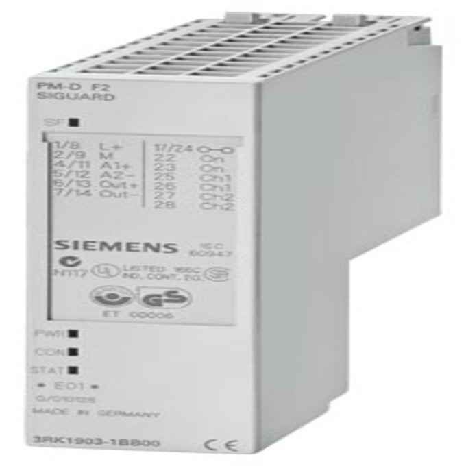 SIEMENS 3RK1903-1BB00 PM-D F2 F. MOTOR STARTER POWER MODULE, FAILSAFE UP TO SAFETY CAT. 4 EN954-1 FOR AUTOSTART PROTECTIVE DOOR PLUGABLE ONTO TM-PF30 S47-B0 -B1 30MM