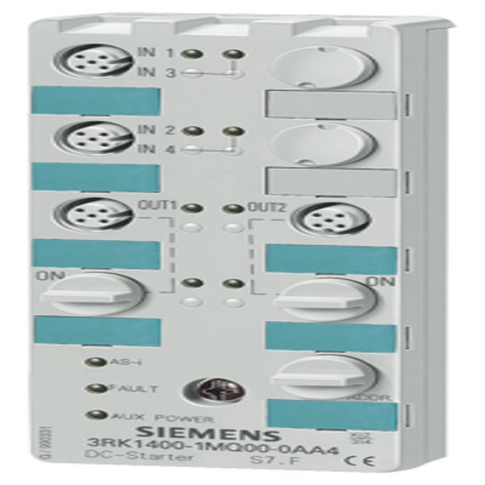 SIEMENS 3RK1400-1MQ01-0AA4 AS-INTERFACE 24V DC STARTER IP67, DIGITAL, 4I/2O, DUPLEX STARTER, TYPE K60, 2 X 2 INPUTS, 200MA, Y-ASSIGNM. 2 X OUTPUT, 3A TO CONNECT 2 X 24V DC MOTOR
