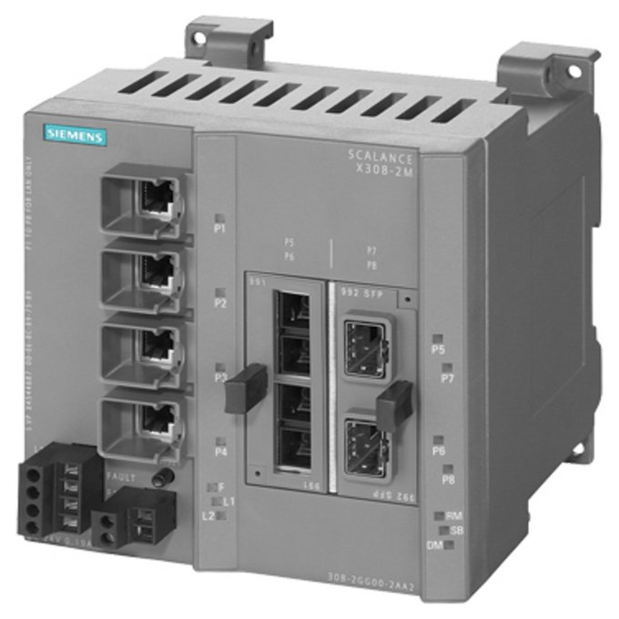 SIEMENS 6GK5308-2GG00-2AA2 SCALANCE X308-2M MANAGED  IE SWITCH, COMPACT 4 X 10/100/1000MBIT/S RJ45 ELECTRICAL PORTS 2 X 100/1000MBIT/S FOR 2-PORT MEDIA MODULES, ELECTRICAL OR OP