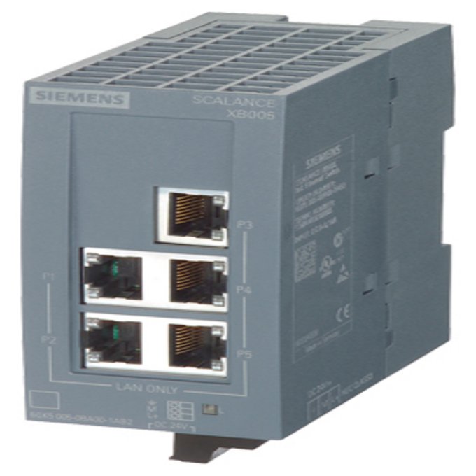 SIEMENS 6GK5005-0BA00-1AB2 SCALANCE XB005 UNMANAGED INDUSTRIAL ETHERNET SWITCH FOR 10/100MBIT/S; WITH 5 X 10/100MBIT/S TWISTED PAIR- PORTS WITH  RJ45-SOCKETS; FOR CONFIGURING SM