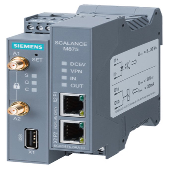 SIEMENS 6GK5875-0AA10-1AA2 SCALANCE M875-0 UMTS-ROUTER; FOR WIRELESS IP-COMMUNICATION OF ETHERNET- BASED AUTOMATION DEVICES VIA UMTS-MOBILE RADIO HSDPA AND HSUPA SUPPORT SECURIT