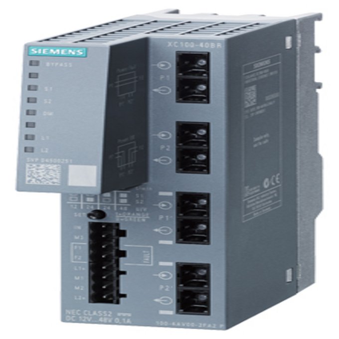 SIEMENS 6GK5100-4AW00-2FA2 SCALANCE XC100-4OBR; OPTICAL BYPASS RELAY; 4 X MM SC PORTS; LED-DIAGNOSIS; FAULT SIGNAL- CONTACT AND SET BUTTON; REDUNDANT POWER SUPPLY; INCL. ELECTRO