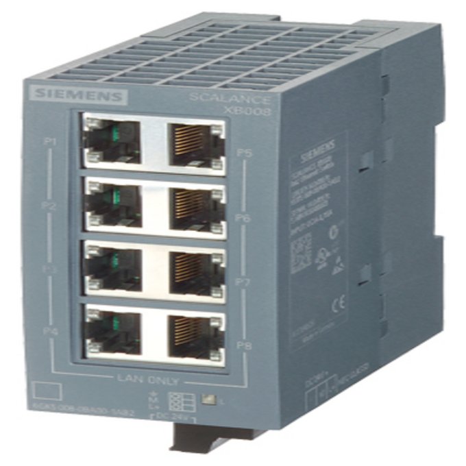 SIEMENS 6GK5008-0BA00-1AB2 SCALANCE XB008 UNMANAGED INDUSTRIAL ETHERNET SWITCH FOR 10/100MBIT/S; WITH 8 X 10/100MBIT/S TWISTED PAIR- PORTS WITH  RJ45-SOCKETS; FOR CONFIGURING SM