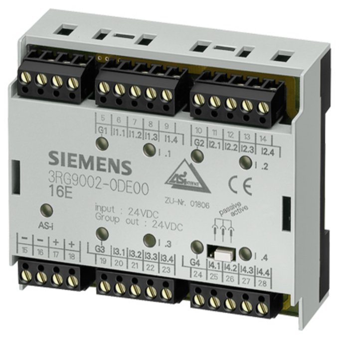 SIEMENS 3RG9004-0DE00 AS-INTERFACE MODULE 16I, IP20 16 INPUTS (MULTIPLEXING) 150MA COMBICON STRIPS WIDTH 90MM COMBICON CONNECTOR SET 3RX9810-0AA00 TO BE ORDERED SEPARATELY