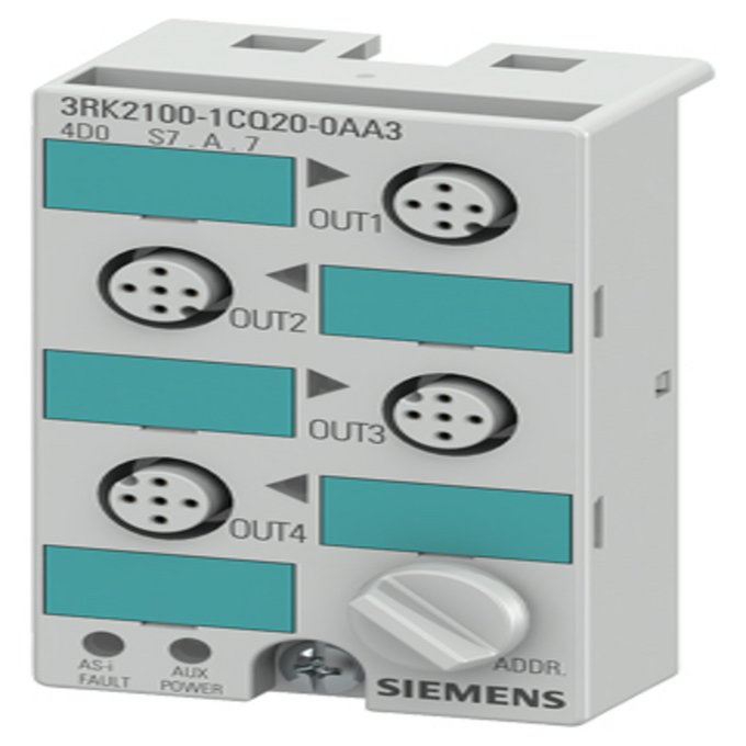 SIEMENS 3RK2100-1CQ20-0AA3 AS-I COMPACT MODULE K45, IP67, A/B-SLAVE (SPEC 3.0), DIGITAL, 4DO, PNP, 4 X OUTPUT OUTPUT SUPPLY DC 24V; 4 X M12 STANDARD ASSIGNMENT MOUNTING PLATE 3R