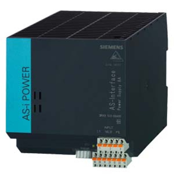 SIEMENS 3RX9503-0BA00 AS-INTERFACE POWER SUPPLY IP20; OUT: AS-I DC30V, 8A IN: AC 120V/230V-500V W. INTEGR. GROUND FAULT DETECTION W. INTEGR. OVERLOAD DETECTION