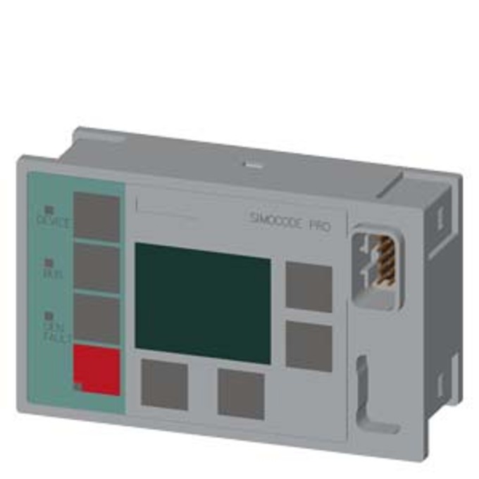SIEMENS 3UF7210-1AA00-0 OPERATOR PANEL WITH DISPLAY; FOR SIMOCODE PRO V; INSTALLED IN CONTROL CABINET DOOR OR FRONT PLATE; CAN BE PLUGGED ONTO BASIC UNIT 2 OR EXPANSION MODUL