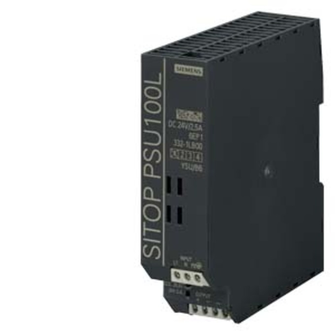 SIEMENS 6EP1332-1LB00 SITOP PSU100L 24 V/2.5 A STABILIZED POWER SUPPLY INPUT: 120/230 V AC OUTPUT: 24 V/2.5 A DC