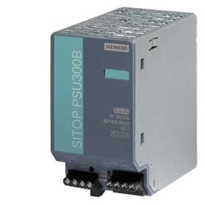 SIEMENS 6EP1436-3BA20 SITOP PSU300B 24V/17A STABILIZED POWER SUPPLY INPUT: 400-500 V 3 AC OUTPUT: 24 V/17 A DC OPTIMIZED FOR BATTERY CHARGING