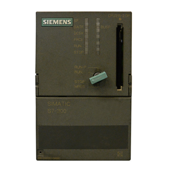 SIEMENS 6ES7315-2AF03-0AB0 SIMATIC S7-300, CPU 315-2 DP, CENTRAL PROCESSING UNIT WITH INTEGR. POWER SUPPLY 24 V DC, WORK MEMORY 64 KB 2ND INTERFACE DP MASTER/SLAVE