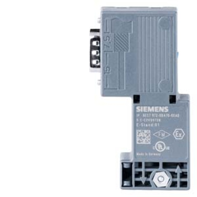 SIEMENS 6ES7972-0BA70-0XA0 SIMATIC DP, BUS CONNECTOR FOR PROFIBUS UP TO 12 MBIT/S 90 DEGREE ANGLE CABLE OUTLET, 15.8 X 72.2 X 36.4 MM (WXHXD), IPCD TECHOLOGY FAST CONNECT, WITHO