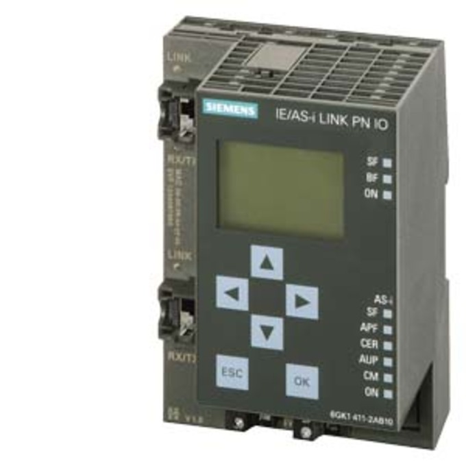SIEMENS 6GK1411-2AB10 SIMATIC NET, IE/AS-INTERFACE LINK PN IO; GATEWAY INDUSTRIAL ETHERNET/ AS-INTERFACE WITH MASTER PROFILE M3, M4 ACC. TO EXTENDED AS-I SPEC. V3.0 FOR INT