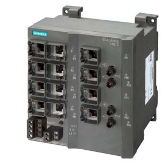 SIEMENS 6GK5112-2BB00-2AA3 SCALANCE X112-2, UNMANAGED IE SWITCH, 12 X 10/100MBIT/S RJ45 PORTS, 2 X 100MBIT/S MULTIMODE BFOC, LED-DIAGNOSIS, FAULT SIGNAL CONTACT WITH SET BUTTON,