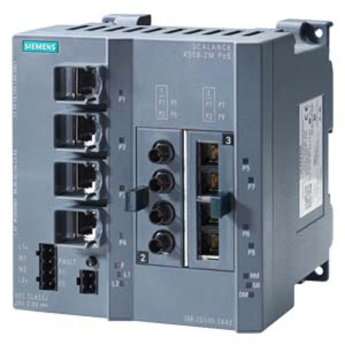 SIEMENS 6GK5308-2QG00-2AA2 SCALANCE X308-2M POE; MANAGED IE SWITCH, COMPACT; 4 X 10/100/1000MBIT/S FOR RJ45 PORTS ELEKTRICAL WITH POE; 2 X 100/1000MBIT/S FOR 2-PORT- MEDIA MODUL