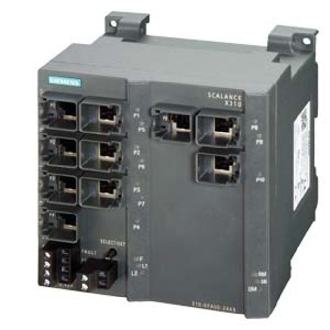 SIEMENS 6GK5310-0FA10-2AA3 SCALANCE X310, MANAGED PLUS IE SWITCH, 3 X 10/100/1000MBIT/S AND 7 X 10/100MBIT/S RJ45 PORTS, LED-DIAGNOSTICS, FAULT SIGNAL CONTACT WITH SELECT/SET-BU