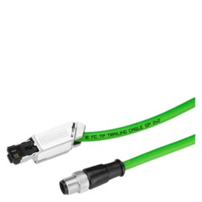 SIEMENS 6XV1871-5TH20 IE CONNECTING CABLE M12-180/IE FC RJ45 PLUG-145; IE FC TRAILING CABLE GP PREASSEMBLED WITH M12 CONNECTOR (D-CODED) A. IE FC RJ45 PLUG; LENGTH 2.0 M