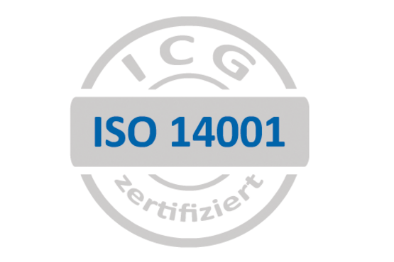 Logo ISO14001 Umweltmanagement - zertifiziert durch ICG