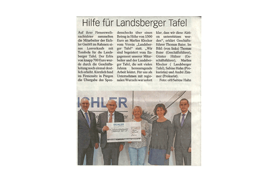 Landsberger Tagblatt EICHLER spendet für Landsberger Tafel